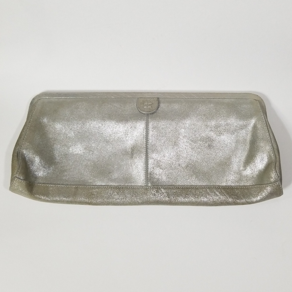 Alfani Metallic Silver Leather Long Clutch